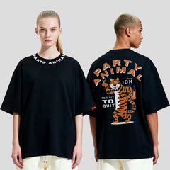 Black Oversized Graphic T-Shirt – “Party Animal” Unisex Streetwear Tee