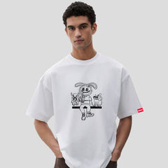 White Oversized Graphic T-Shirt – “Disclaimer” Unisex Streetwear Tee