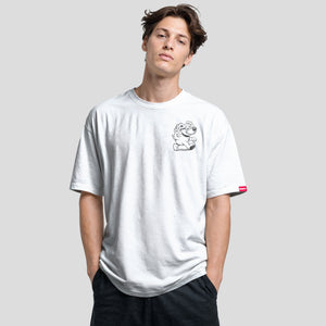 White Oversized Graphic T-Shirt – “Vibing Higher” Unisex Streetwear Tee