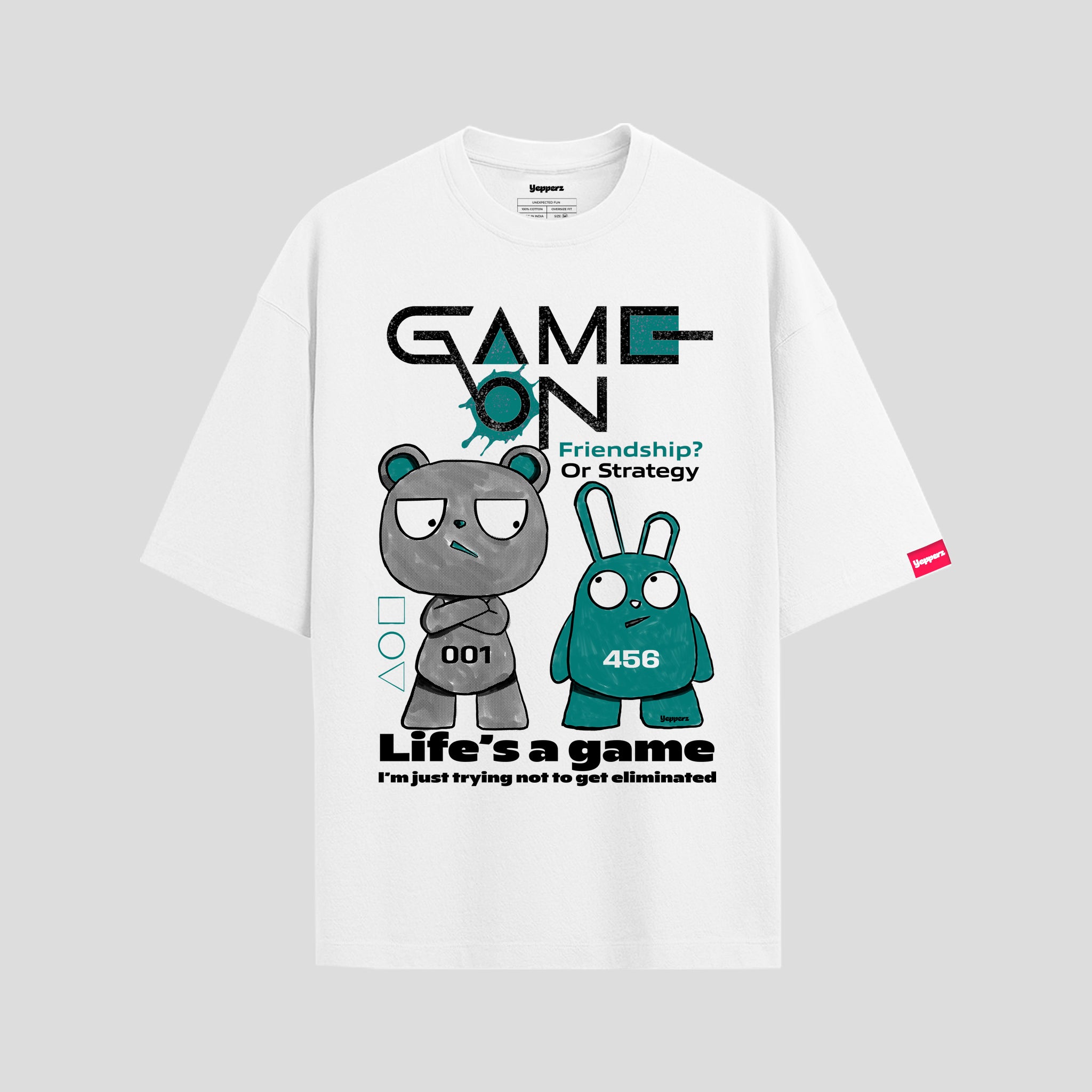 White Oversized Graphic T-Shirt – “Game On” Unisex Streetwear Tee