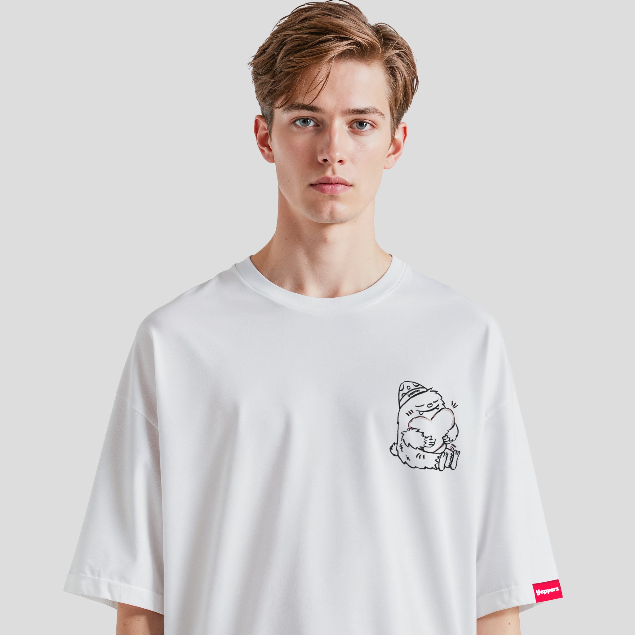 White Oversized Graphic T-Shirt – “Love In Progress” Unisex Streetwear Tee