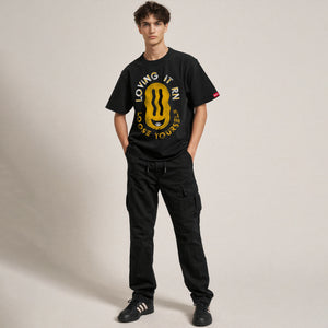 Black Oversized Graphic T-Shirt – “Loving It Right Now” Unisex Streetwear Tee