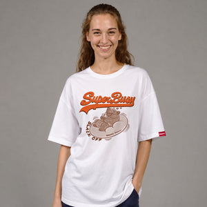 White Oversized Graphic T-Shirt – “Super Busy” Unisex Streetwear Tee