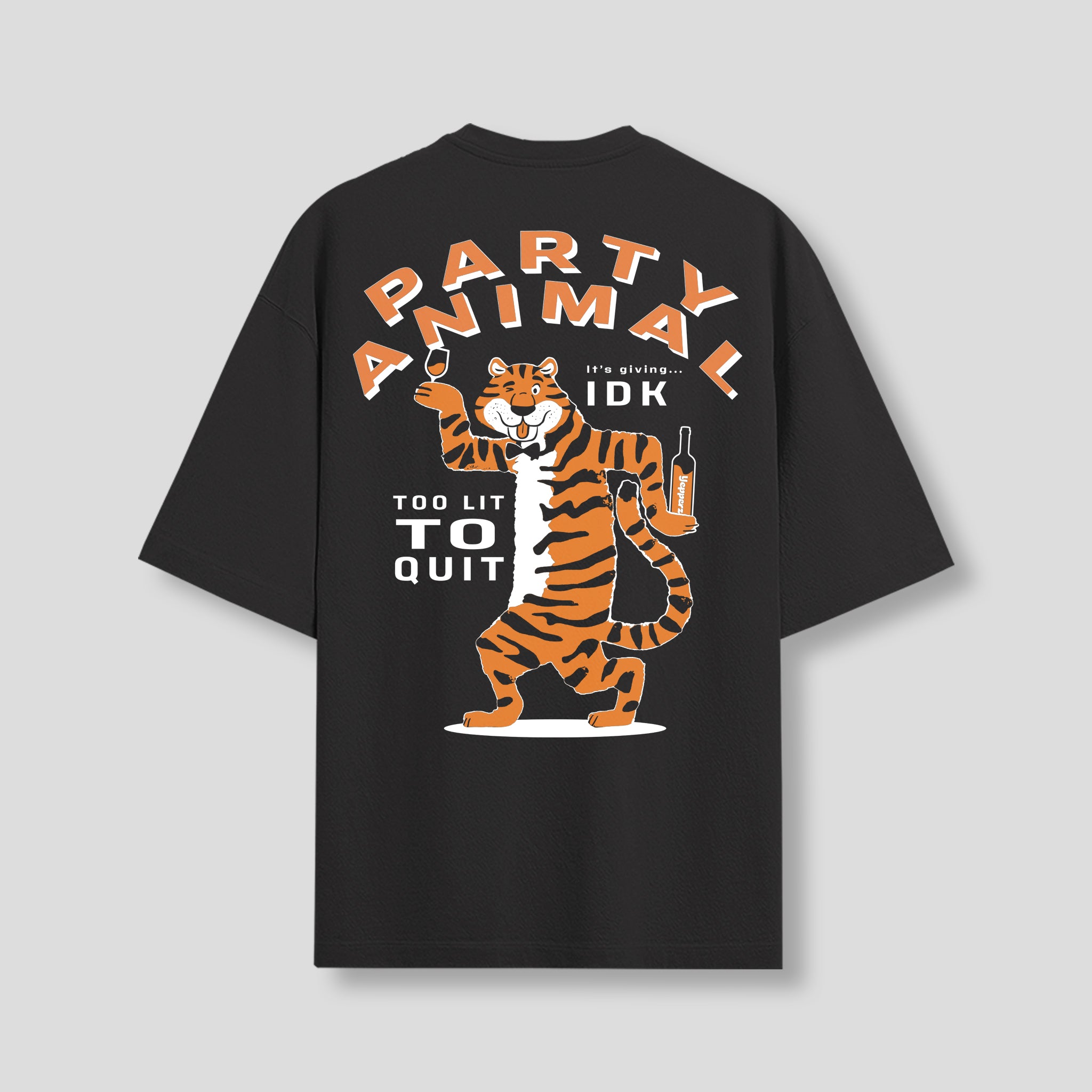 Black Oversized Graphic T-Shirt – “Party Animal” Unisex Streetwear Tee