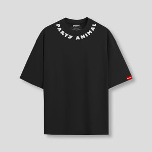 Black Oversized Graphic T-Shirt – “Party Animal” Unisex Streetwear Tee