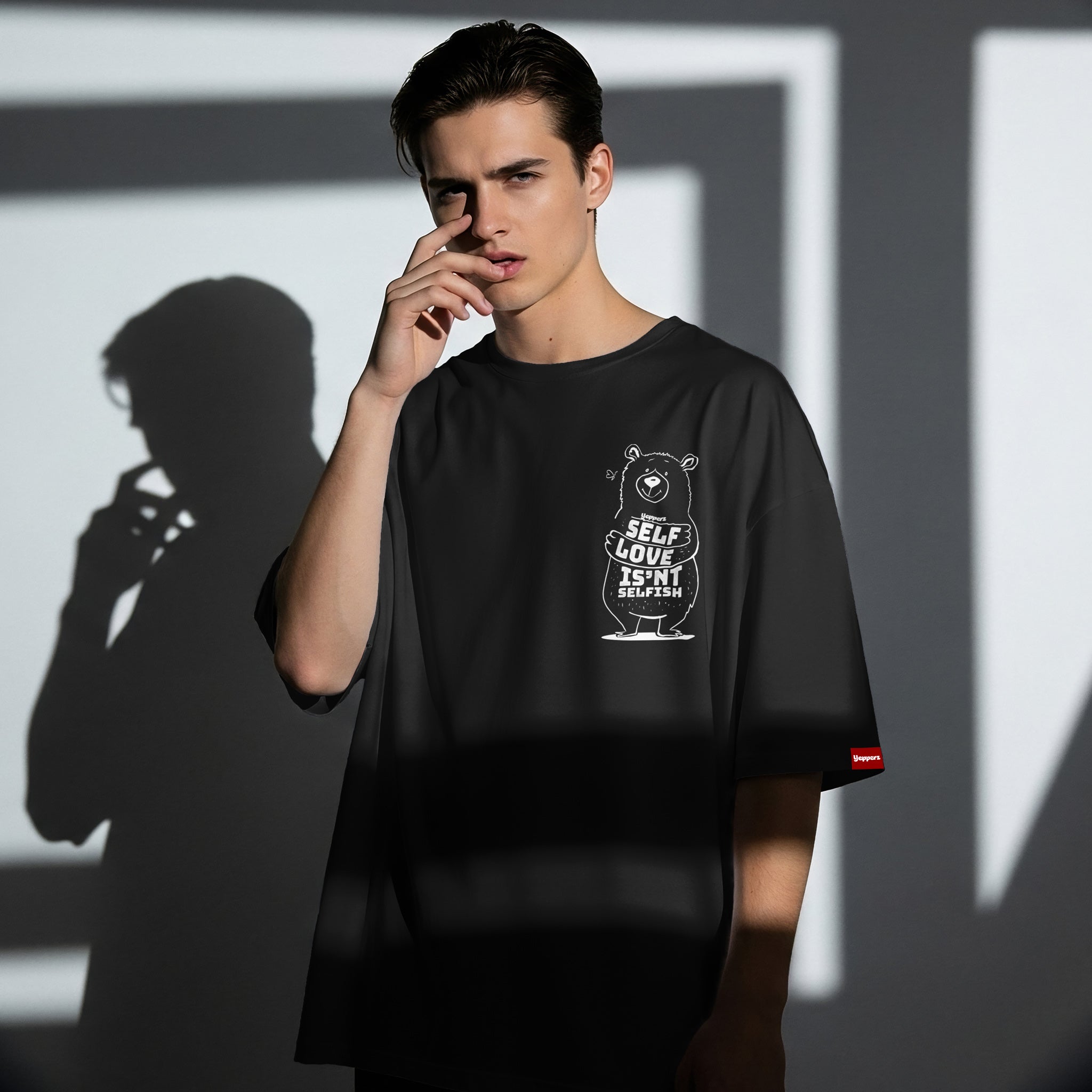 Black Oversized Graphic T-Shirt – “Self Love Isn’t Selfish” Unisex Streetwear Tee