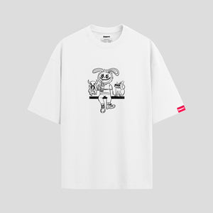 White Oversized Graphic T-Shirt – “Disclaimer” Unisex Streetwear Tee