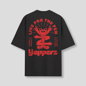 Black Oversized Graphic T-Shirt – “Live For The Fun” Unisex Streetwear Tee