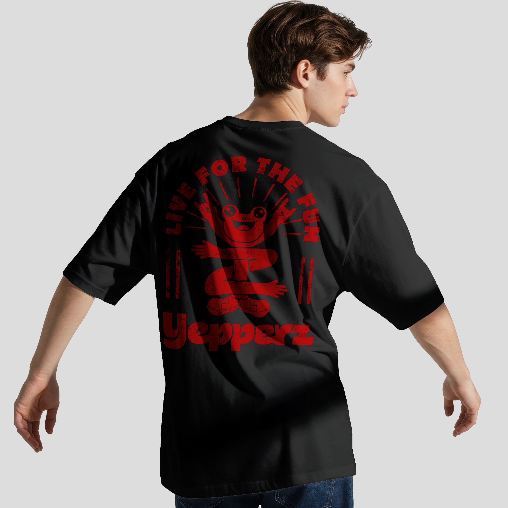 Black Oversized Graphic T-Shirt – “Live For The Fun” Unisex Streetwear Tee