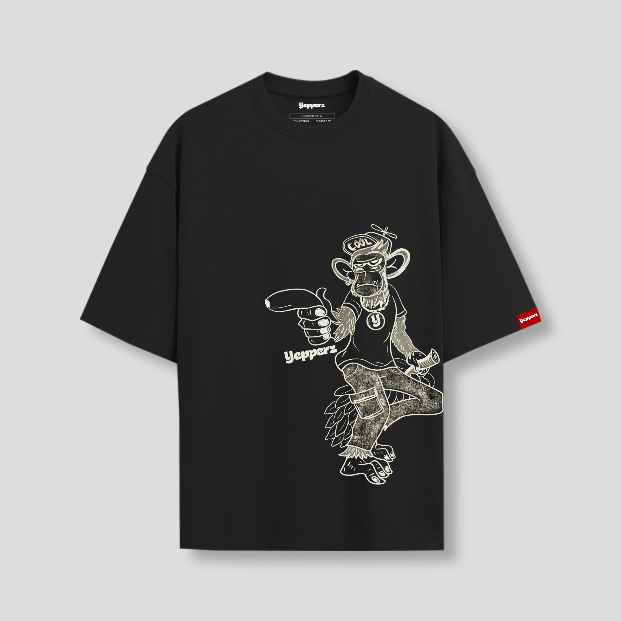 Black Oversized Graphic T-Shirt – “Ape-solutely Gotchu” Unisex Streetwear Tee