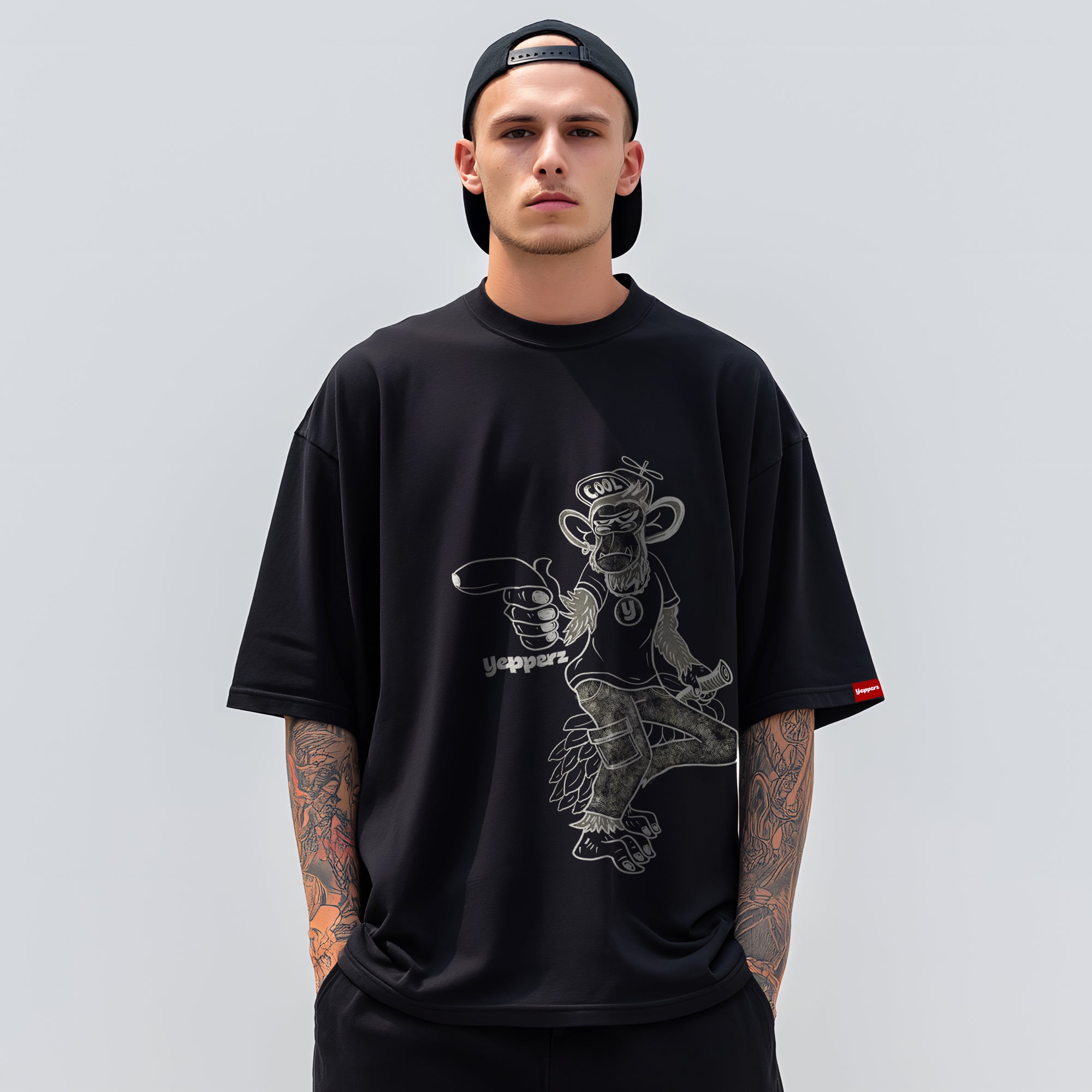 Black Oversized Graphic T-Shirt – “Ape-solutely Gotchu” Unisex Streetwear Tee