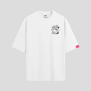 White Oversized Graphic T-Shirt – “Vibing Higher” Unisex Streetwear Tee
