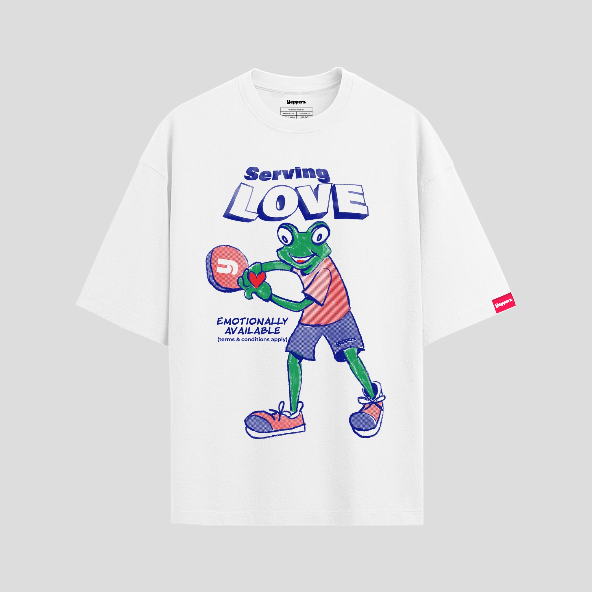 White Oversized Graphic T-Shirt – “Serving Love” Unisex Streetwear Tee
